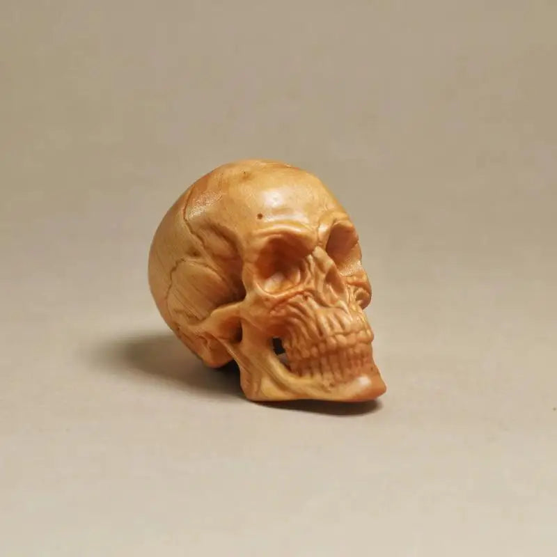 Halloween Skull Decor Small Wooden Statue - Haunted House Party Home Accent