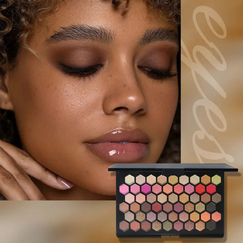 54-Color Eyeshadow Palette - Earth Tones & Rainbow Shades for Versatile Makeup