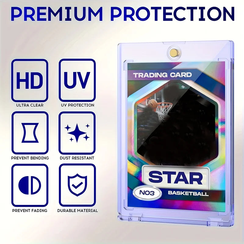 Magnetic Card Holder for Trading Cards - U-V Protectors Hard Plastic with One Touch Design