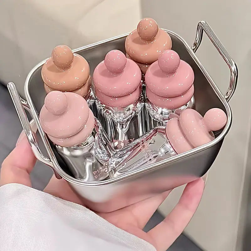 Clear Lip Oil with Glass Finish, Moisturizing & Non-Sticky Nude Shade - Layer for Brightening Lips