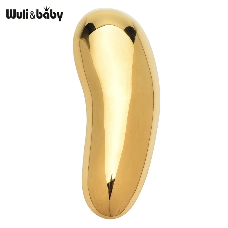 Minimalist Geometric Bean Brooch Pins - Stainless Steel Jewelry for Women & Men