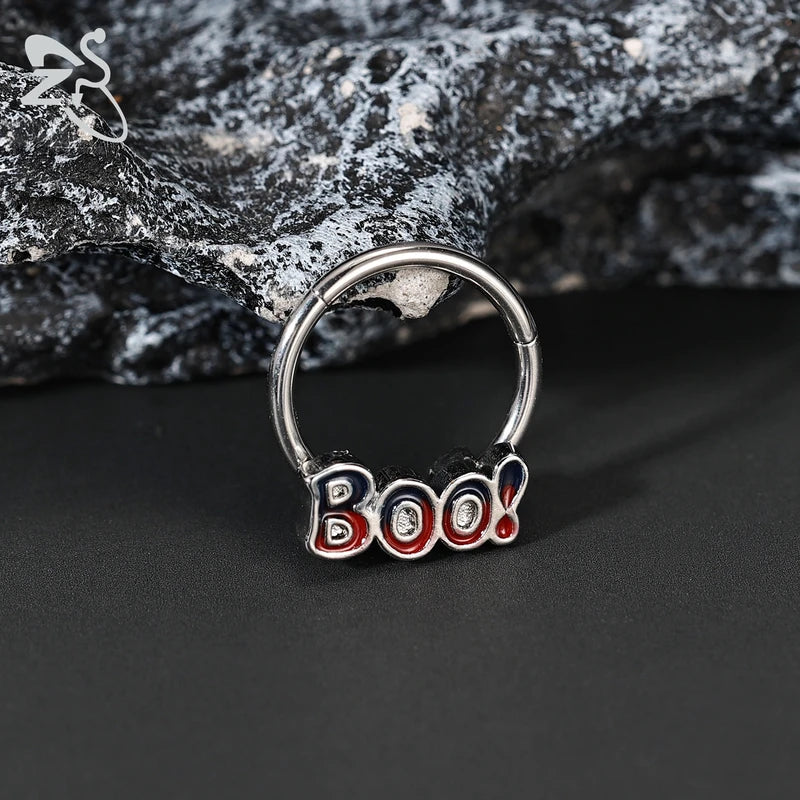 Unisex Punk Stainless Steel Nose Ring Septum Cartilage Body Jewelry - Pumpkin Bat
