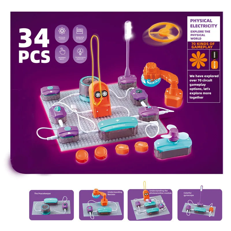 STEM Electronic Building Blocks Kit for Kids Physics Circuit Experiments