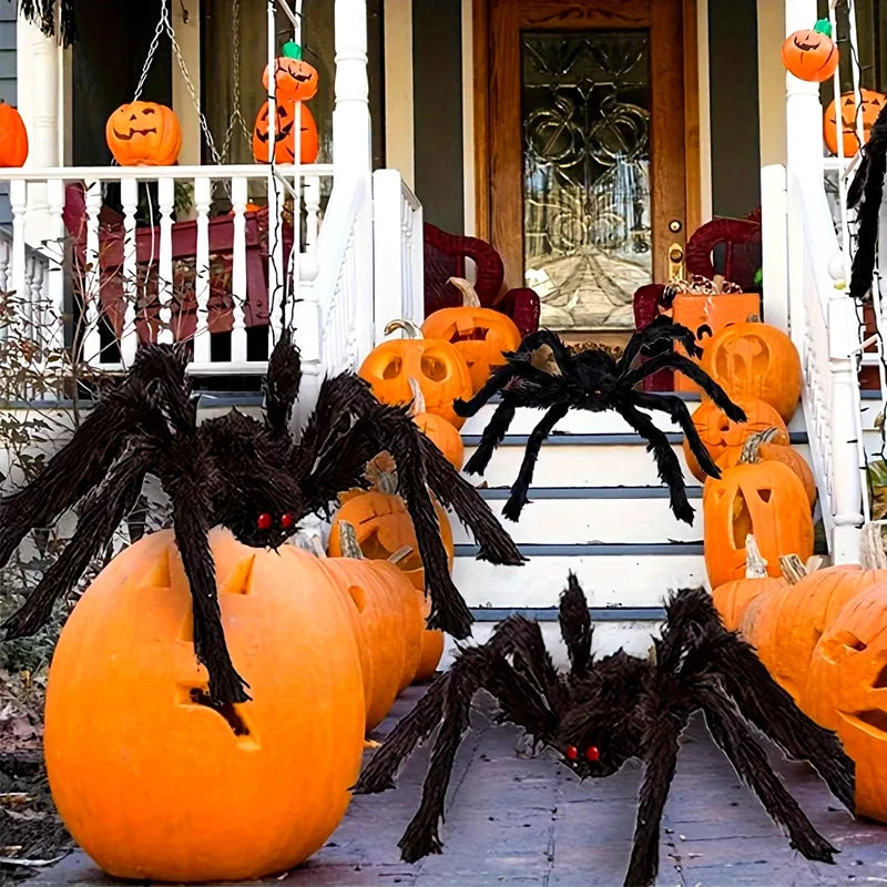 Giant Halloween Black Spider Decoration Indoor Outdoor Halloween Prop 30cm-200cm