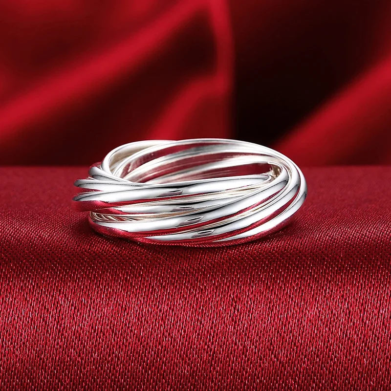 Sterling Silver Five Circles Ring for Women - Elegant Jewelry Gift