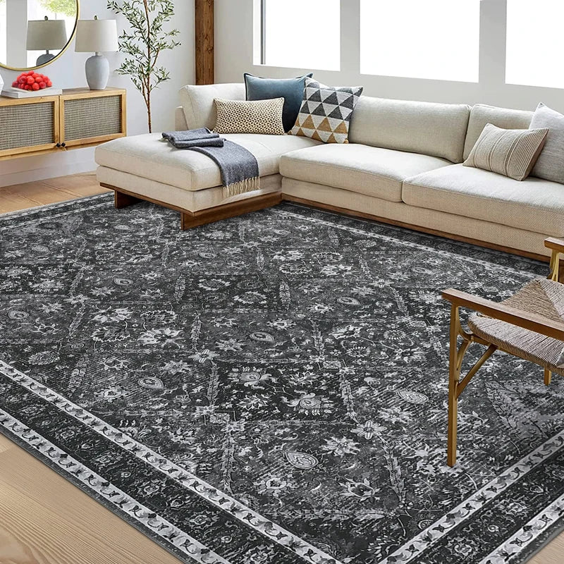 Machine Washable Non-Slip Water-Resistant Rug for Living Room - Vintage Moroccan Low-Pile