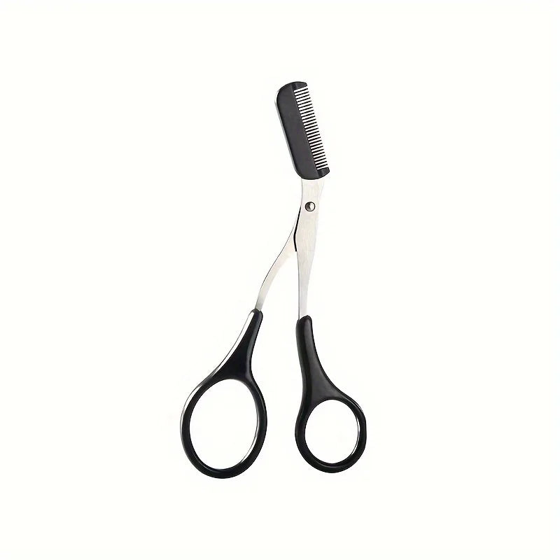 Stainless Steel Eyebrow Scissors with Comb Precision Grooming Tool for Face Care