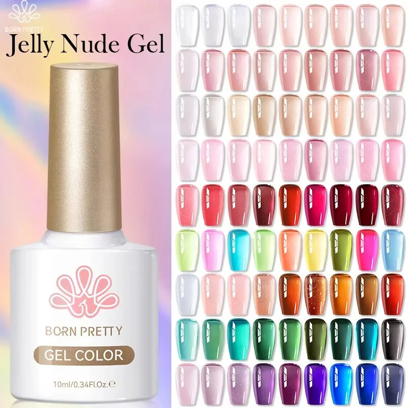 Jelly Nude Gel Nail Polish Set - 50 Semi-Transparent Colors for UV & LED Nails