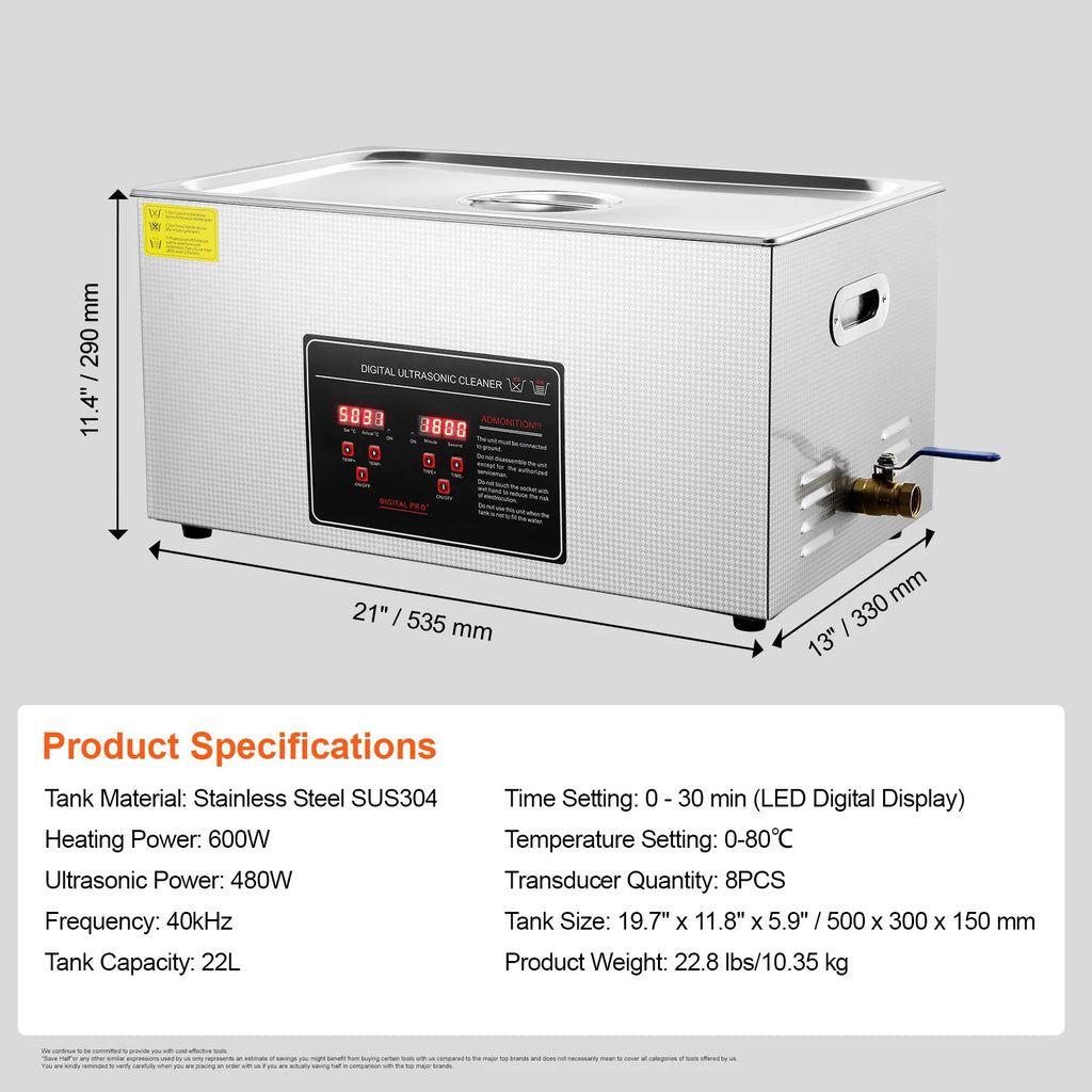 Ultrasonic Cleaner 2L-30L Stainless Steel Home Appliance for Jewelry & Glasses