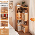 Solid Wood Corner Bookshelf with Multi-Layer Storage - Living Room & Bedroom Organizer