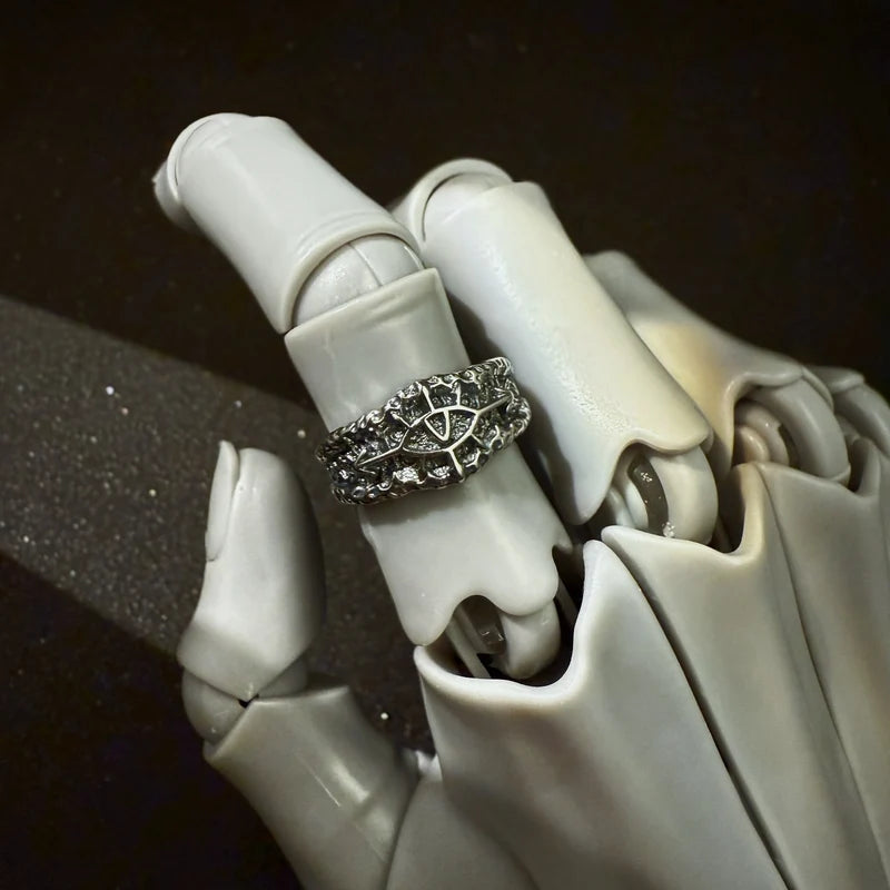 Retro Adjustable Open Ring for Men Punk Gothic Brass Jewelry - Warhammer 40K Style