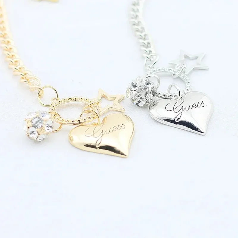 Love Heart Charm Bracelets for Women Gold Silver Jewelry Gift