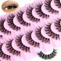 Natural Fluffy False Eyelashes 3D Wispy Volume Strip Lashes with Clear Band