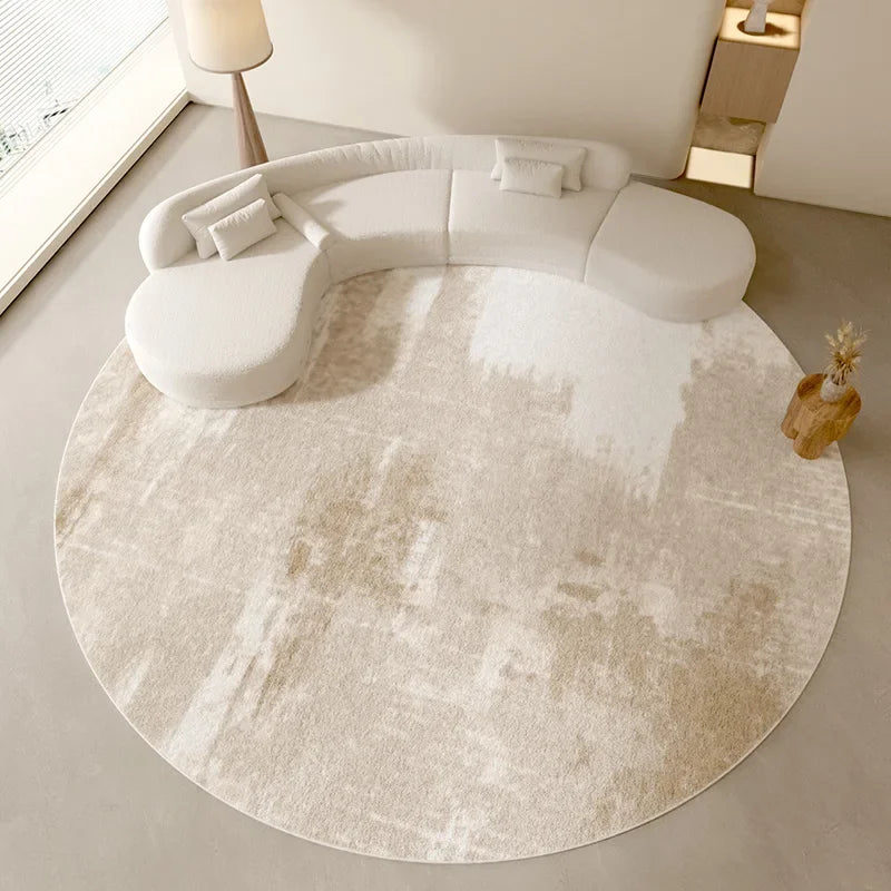 Large Plush Round Log Rug - Wabi-Sabi Style Fluffy Carpet for Living Room & Bedroom