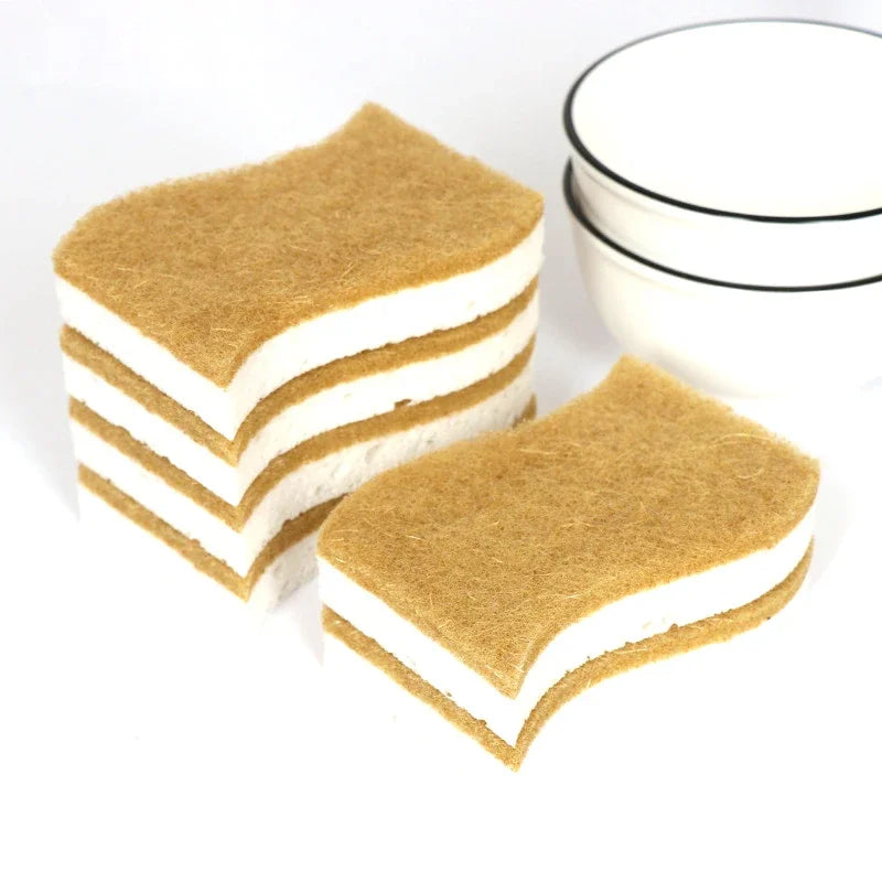Natural Dish Scrub Sponges - Sisal, Cotton & Microfiber Kitchen Cleaning Set