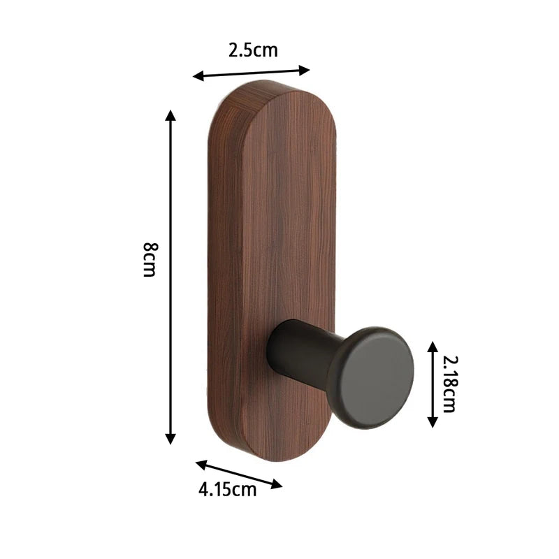 Self-Adhesive Wooden Wall Hook for Hanging Keys Coats Towels Bags - Pack of 1-5