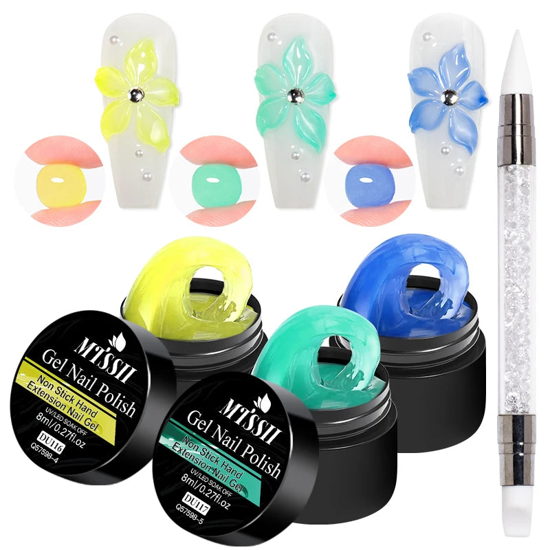 Glass Jelly Nail Extension Gel Set - Non-Stick Hand Sculpting UV/LED DIY Kit