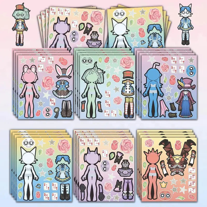DIY Sticker Making Kit - 6/12 Sheets Kids Cartoon Craft Supplies for Parties