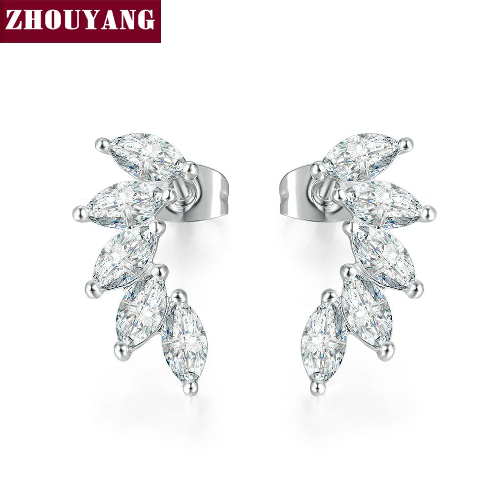Stud Earrings for Women with Cubic Zirconia Angel Wings in Rose Gold & Silver