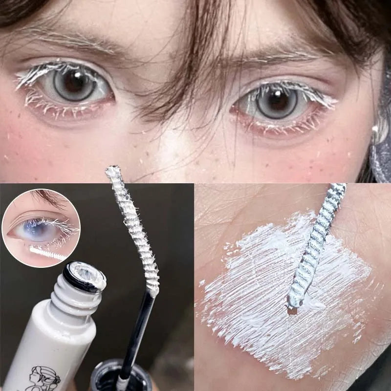 White Waterproof Mascara & Eyebrow Tint - Long-Wearing, Curling, Fast Drying