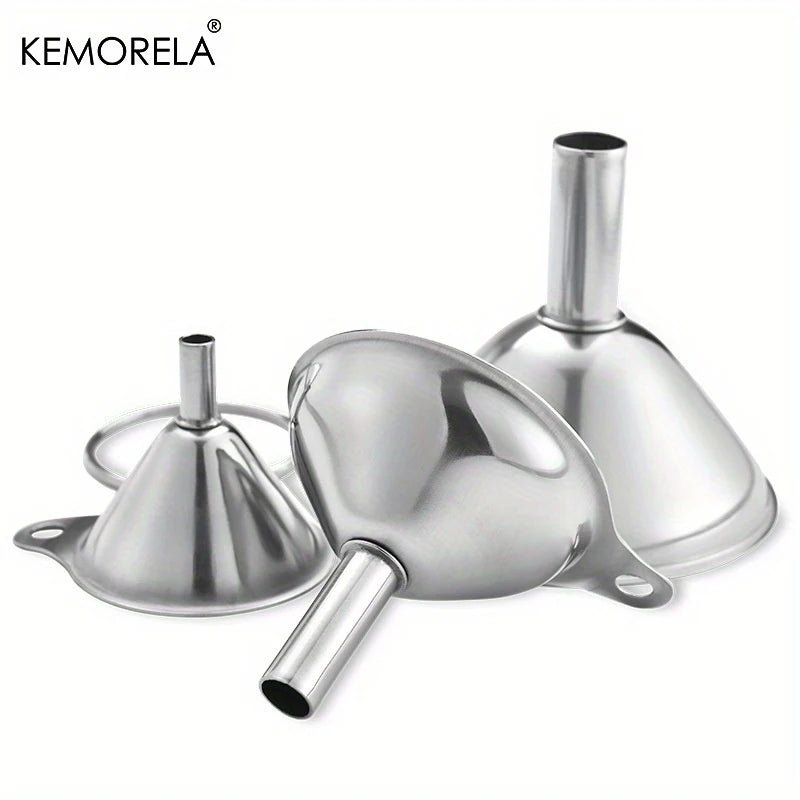 3-Pack Stainless Steel Kitchen Funnels Oil Spill Dispenser Wine Leak Tool