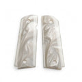 Full Size 1911 Grips Polished White and Black Pearl Pistol Handles Set