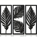 14-inch Wooden Leaf Wall Decor Set - Bohemian Tropical Style, Indoor & Outdoor Hanging