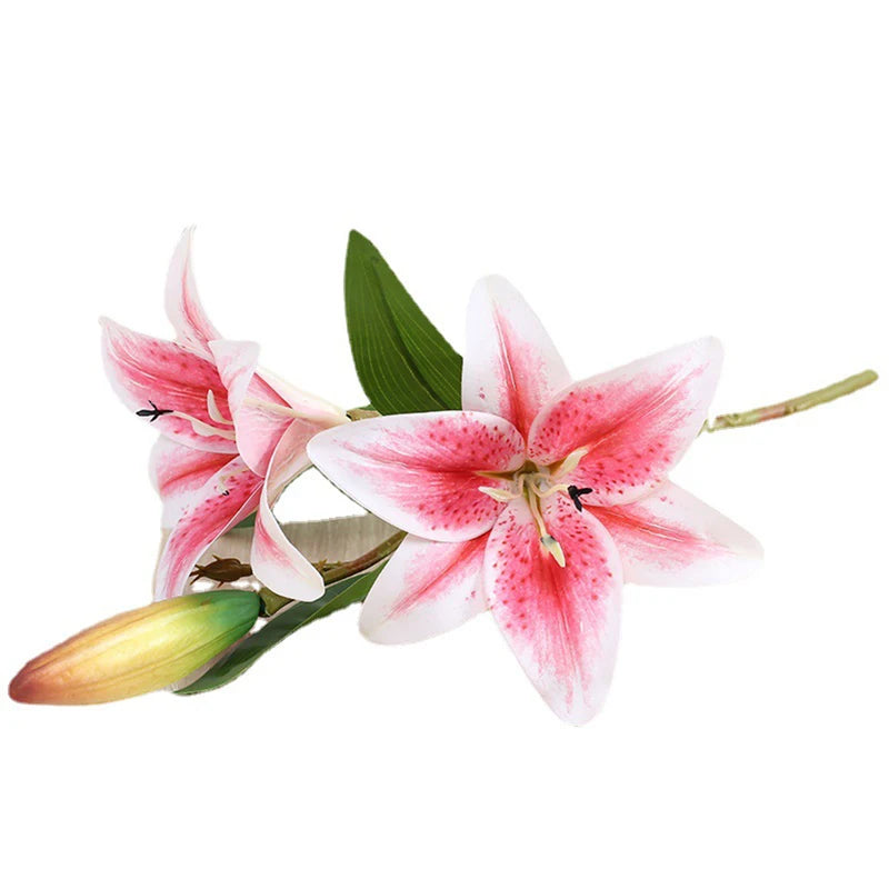 Artificial Lily Branch Flowers - Real Touch White Fake Flowers for Wedding Garden Home Decor