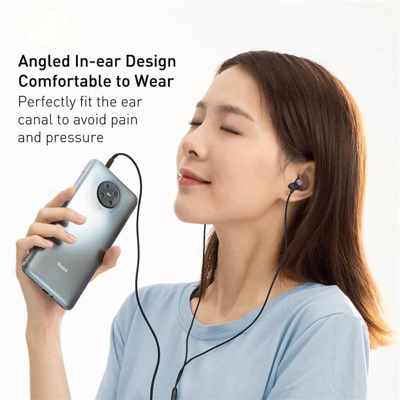 Wired In-Ear Earphones with 6D Stereo Bass and Microphone - Compatible with 3.5mm Devices