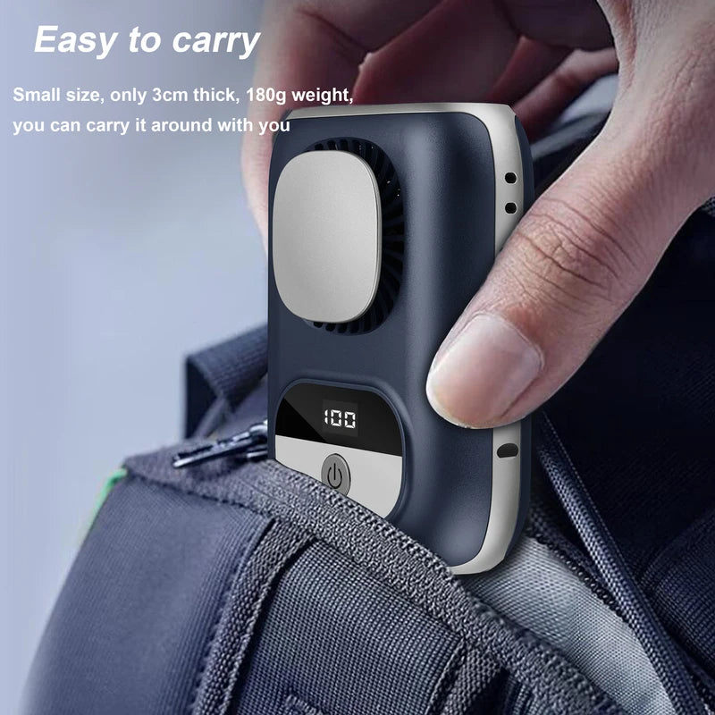 Portable Waist Fan with 6000mAh Battery, 5-Speed Personal Neck Fan with LED Light