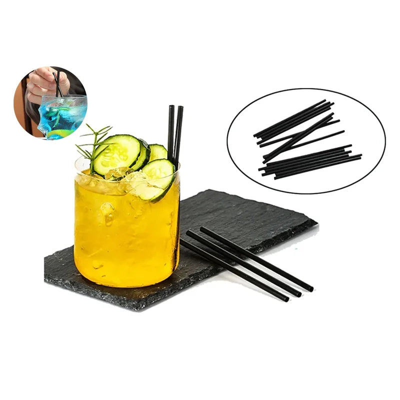 Black Drinking Straws Pack 100-6000PCS for Coffee Juice Cocktail Party Wholesale