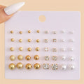 40pcs Classic Round Stud Earrings Set - Simple Metal Circle for Everyday Wear