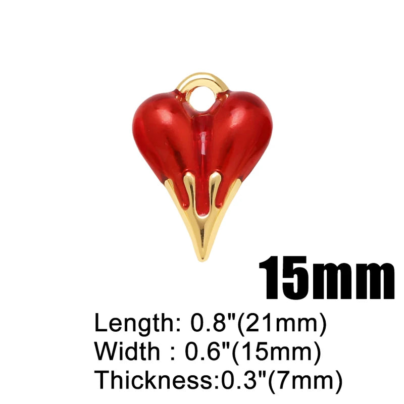 Multicolor Enamel Heart Pendant for Necklace DIY Jewelry Making Supplies