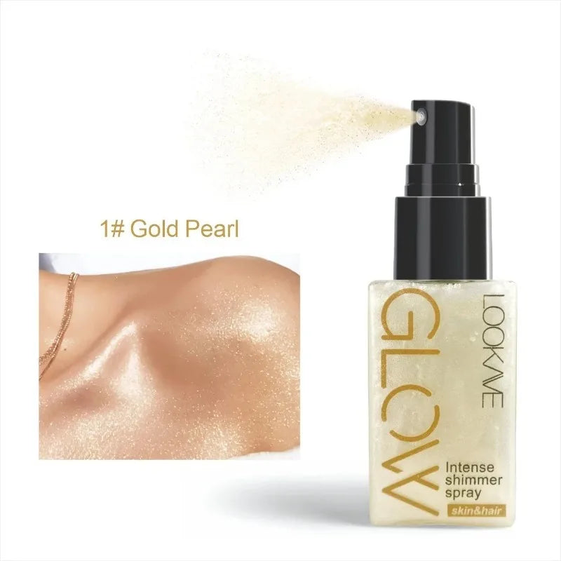 Pearlescent Glitter Spray - Shimmer Oil for Face & Body, Long-Lasting Glow