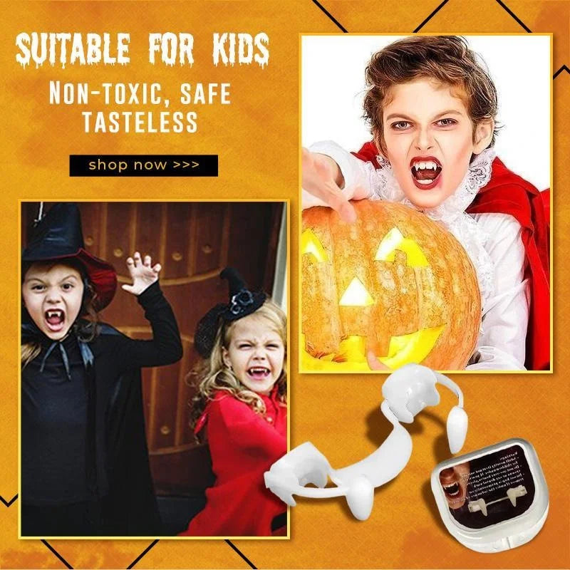 Realistic Vampire Fake Teeth - Halloween Cosplay Prop with Retractable Design