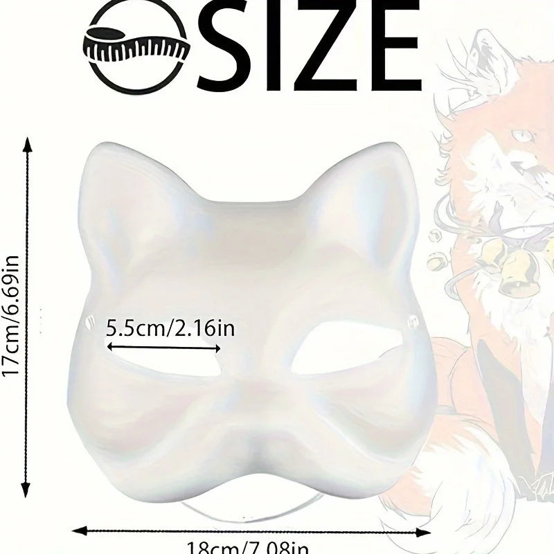 20pcs Japanese Mask Paper Blank Cat Face Masks for DIY Halloween Cosplay Party Decor