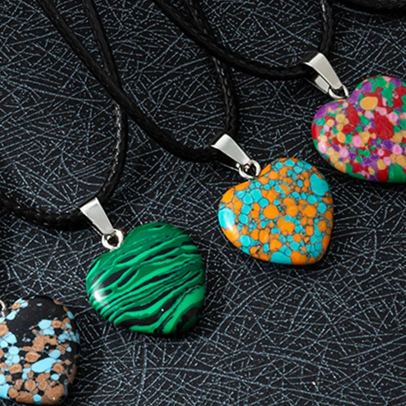 Natural Quartz Crystal Pendant Necklace 7-Piece Set - Healing Gemstone Jewelry