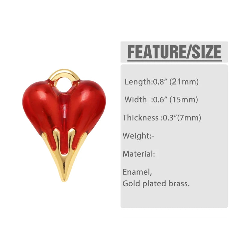 Multicolor Enamel Heart Pendant for Necklace DIY Jewelry Making Supplies