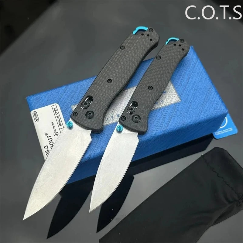 Folding Knife with Carbon Fiber Handle and Damascus Blade - Outdoor Camping & Hunting Tool