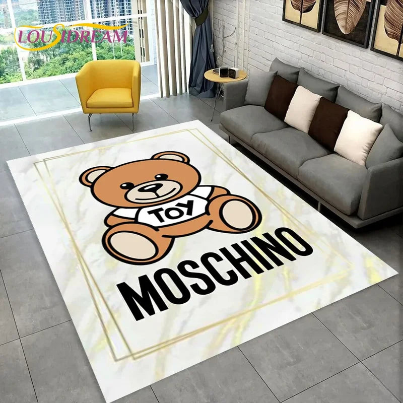 3D Cartoon Toy Bear Area Rug for Living Room and Bedroom - Non-Slip Carpet