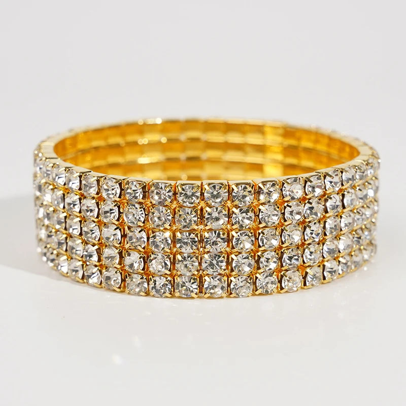 Elegant Rhinestone Crystal Stretch Wristband for Women and Girls - Bridal Wedding Jewelry