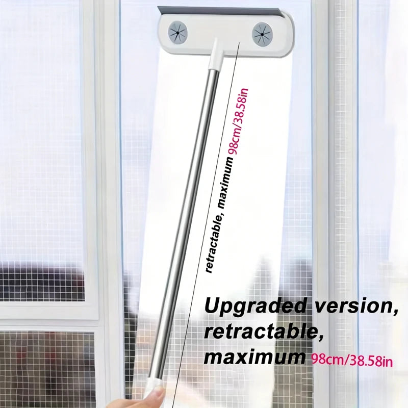 Magic Window Cleaning Brush & Pet Hair Remover with Retractable Double Rod