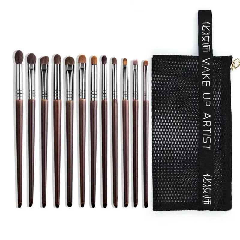 Professional Makeup Brush Set for Eyes and Face - 9/12 Pcs Natural & Synthetic Bristles