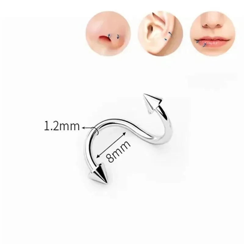 S Shape Lip & Cartilage Piercing Ring 16G Stainless Steel Body Jewelry