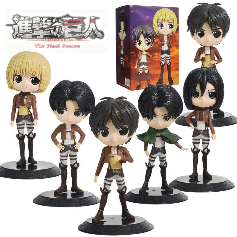 Anime Attack on Titan Action Figures - Eren Levi Mikasa 14cm PVC Toy Set