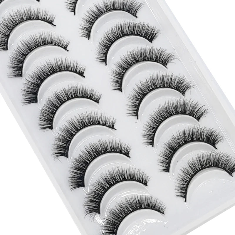 False Eyelashes 3D Natural Long Fluffy Wispy Cross Manga Style Makeup