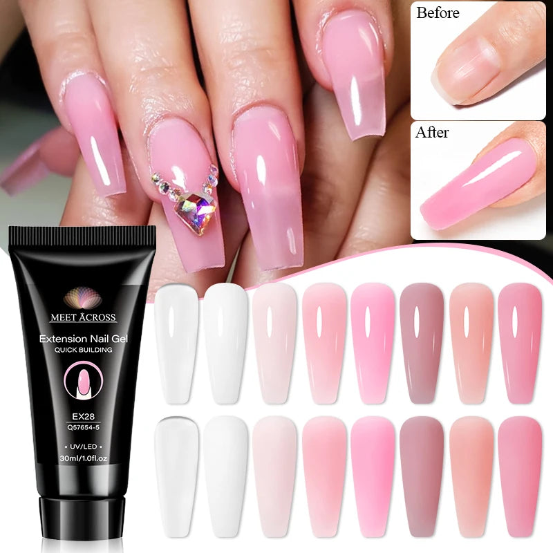30ml Clear Pink Nude Nail Extension Gel Polish for Acrylic & UV Nails