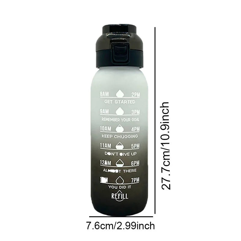 Reusable 1000ML Water Bottle with Straw & 5 Flavor Pods - Sports & Outdoor Active Hydration
