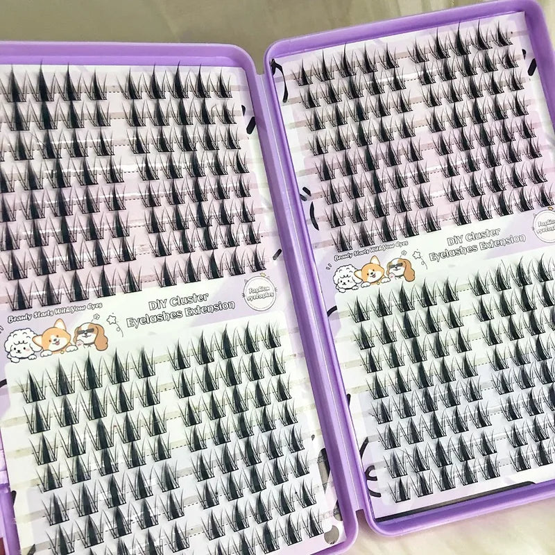 Eyelash Clusters 320pcs 13mm Slim Korean Style Reusable False Eyelashes for Beginners