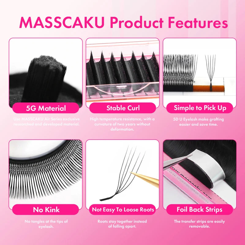 False Eyelash Extensions 3D-5D U Shaped Lashes Soft Natural Makeup Supplies